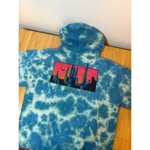 Bowery Supply Co Men's Medium Hoodie Blue Tie Dye Death Valley Arizona Cactus
